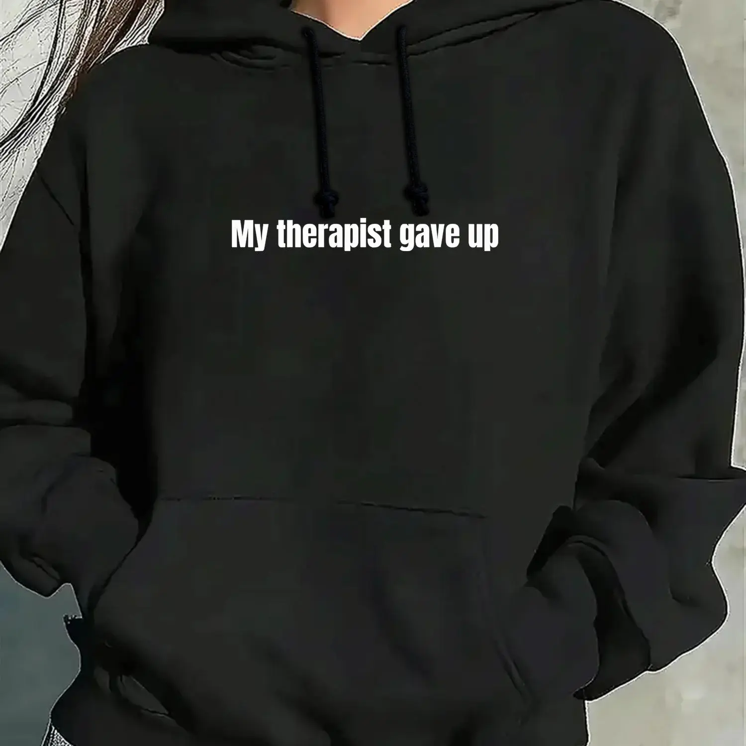 Women's Thick Essential Hoodie Sweatshirt - Funny Sarcastic Humor, Relatable "My Therapist Gave Up" Vibe, Perfect for Everyday Wear with Joggers
