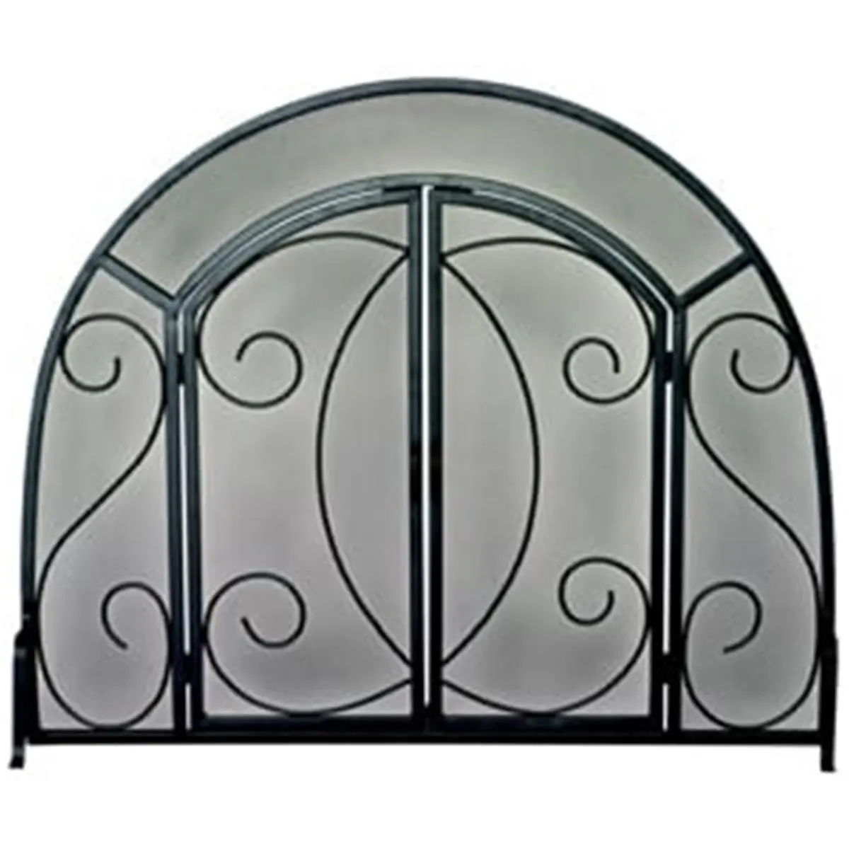 212 MAIN Uniflame S-1096 Black Wrought Iron Ornate Single-Panel Fireplace Screen with Curved Doors, Spark Arrestors, Floor Protector, and Protection