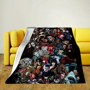Halloween Blanket, Halloween Horror Movie Characters Cover Blanket - For sofa, bed, travel, camping, living room, office - Four