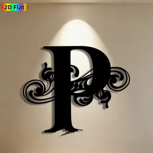 1pc Monogram P Metal Wall Art, Ornate Monogram P Statue Mural, Ideal Gift for New Year, Easter, Monogram Decor Enthusiasts, Rust-Resistant Metal Wall Decor Wall Sculptures, Perfect for Entryway Wall & Garden Fence, Unique Personalized Home Decor, Artistic