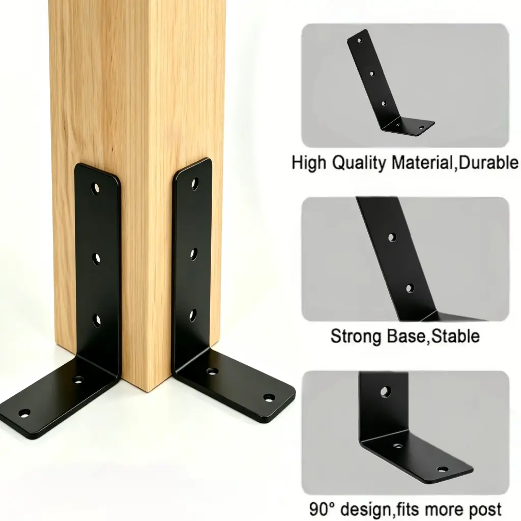 Adjustable Deck Post Anchor Bracket 2-Piece Set, Metal Support, Mounting, Fits 1.5x1.5 to 2x2 Inch, Easy Install, Durable Anchor