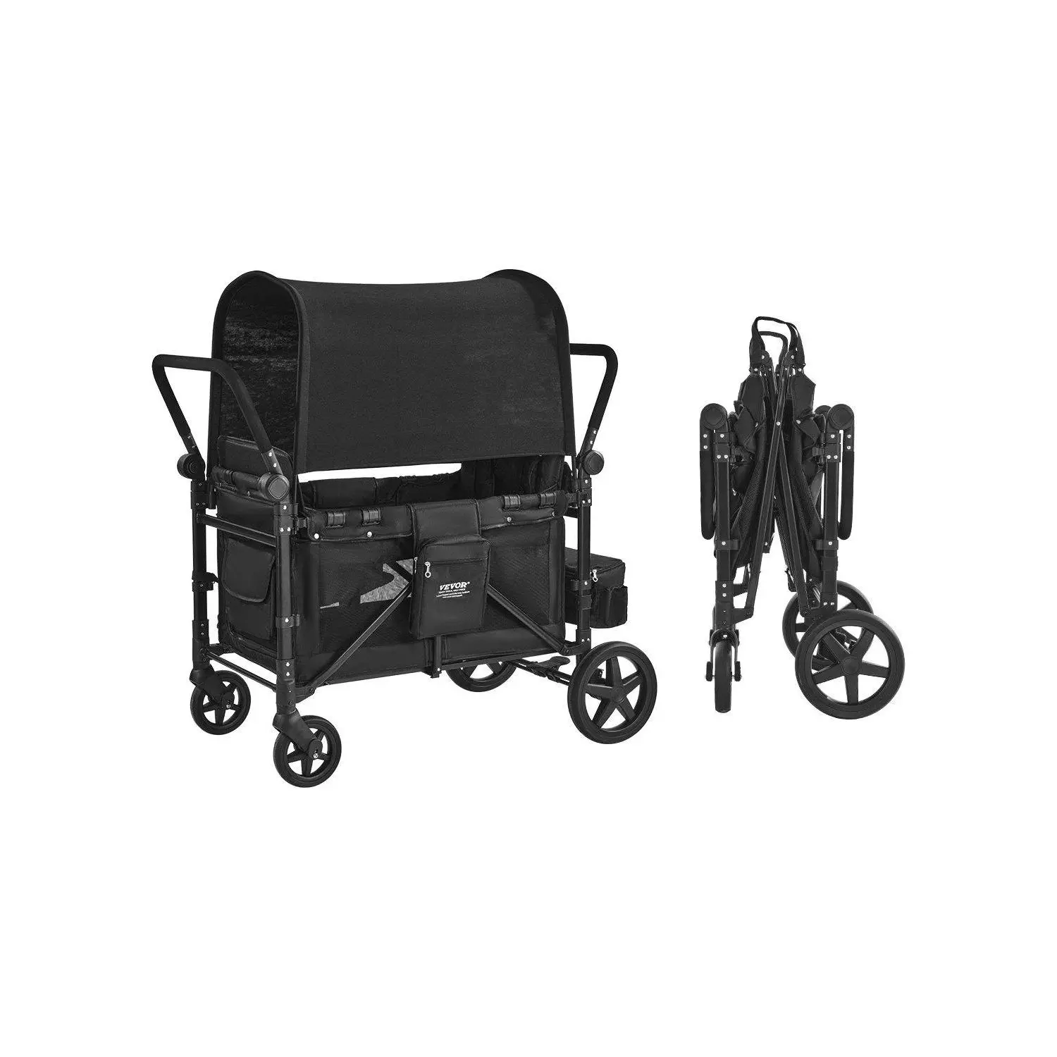 【Summerfinds】Wagon Stroller for 4 Kids Push Pull Quad Collapsible Stroller 330LBS Loading 【Summerfinds】Wagon Stroller for 4 Kids Push Pull Quad Collapsible Stroller 330LBS Loading