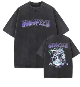 Washed Vintage Anime Hunter X Hunter Gon Freecss Killua Zoldyck Kurapika Graphic T-shirt Men Casual Retro Cotton T-shirts