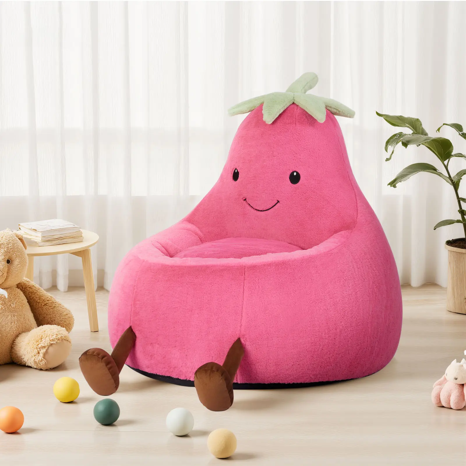 High Rebound Memory Foam Bean Bag Chair - 24-31 Inch Modern Outdoor Sofa, Lazy Floor Sofa, Beige Purple Eggplant Padded Living Room Furniture, Living Room Decor, Relaxing Gifts for Kids, Apartment Stuff, Bedroom Items