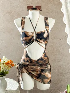 Women's New Printed Casual Vacation Fashion Two-Piece Swimsuit, Fitted All over Print, Perfect for All Seasons, Stylish and Comfortable