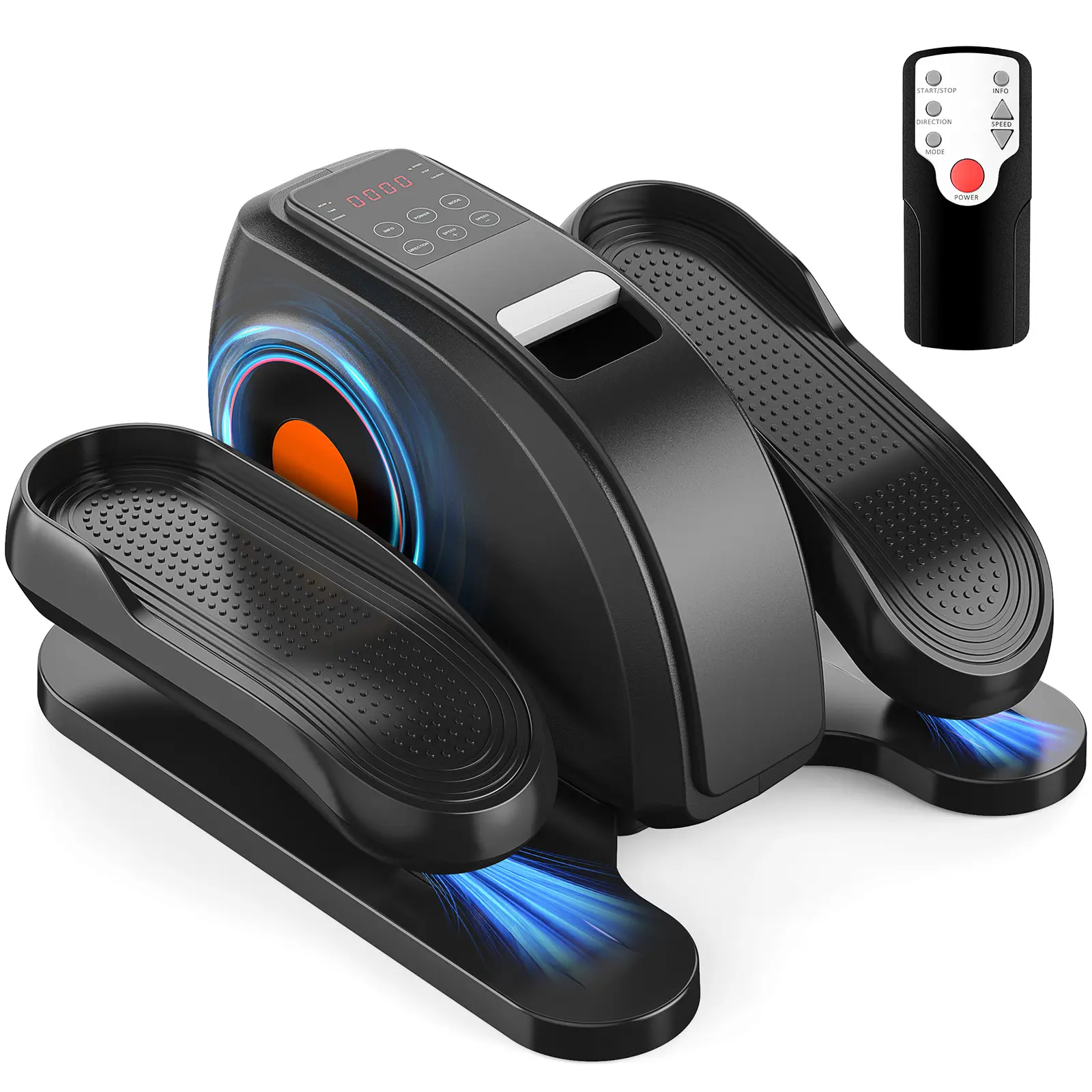 【New Color】Electric Elliptical Machine for Home Use, Quiet Dual-Direction Motion, Adjustable Resistance Steppers, LCD Display, with Built-in Wheels