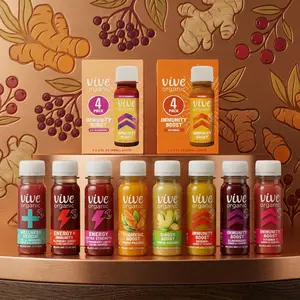 Vive Organic Immune Support Wellness Shot 2 oz, Cold Pressed Ginger and Turmeric Drink with Echinacea and Black Pepper, USDA Organic Natural Formula, Multiple Flavors Available