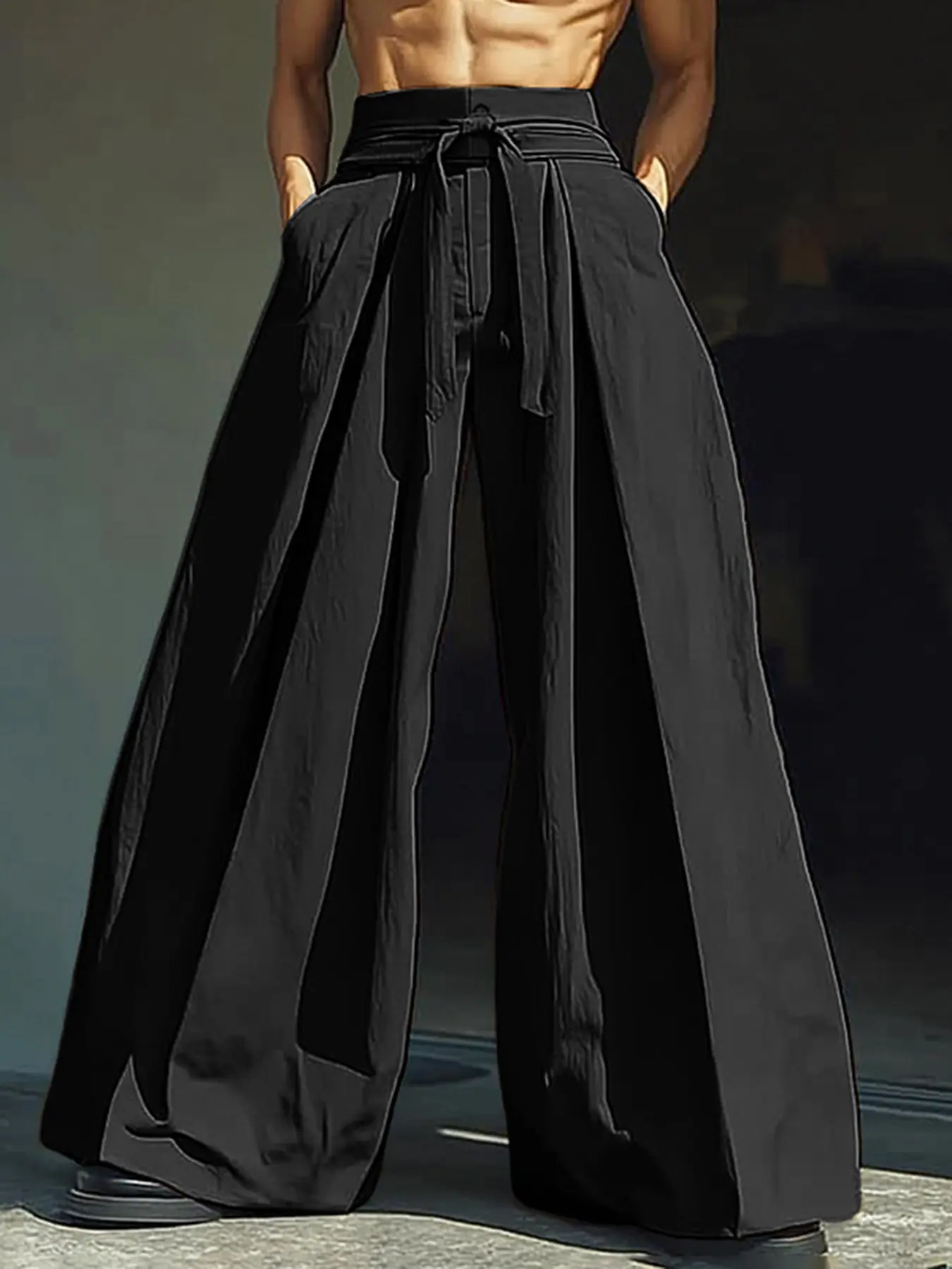 INCERUN American Style Trousers Fashion Men's Loose Pleated Long Pant Casual Streetwear Male Solid Wide Leg Pantalons