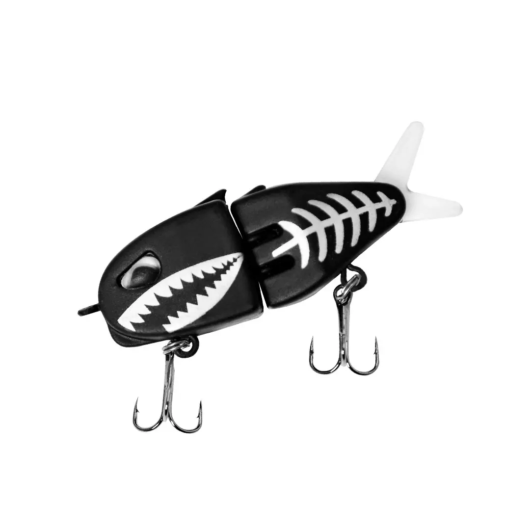 Multi-Jointed Mini Glide Bait, Lifelike S-Action Swimbait Lure for Freshwater and Saltwater Fishing, Built with Anti-Rust Carbon Steel Treble Hooks (Black), All Waters, Anti-Rust Properties