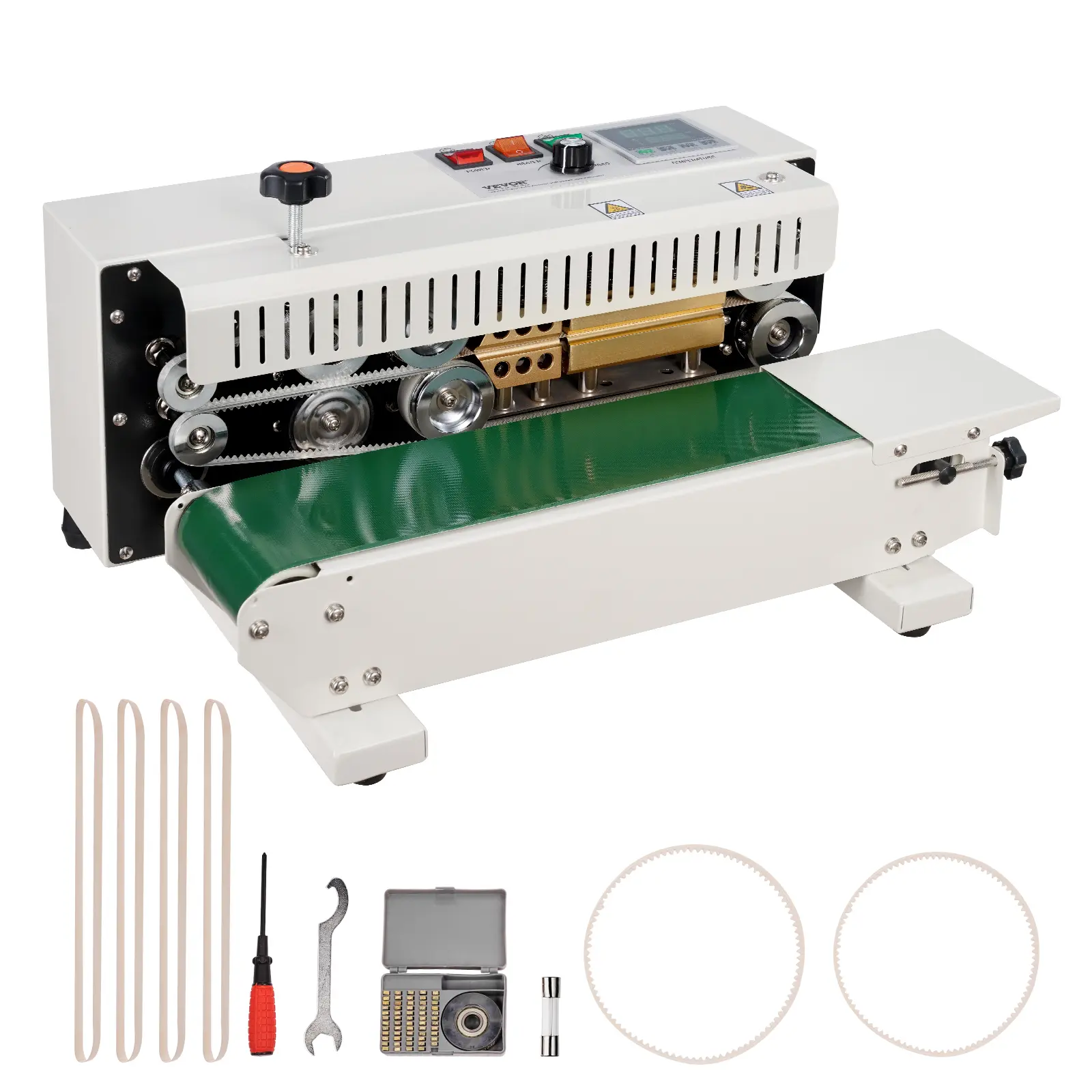 【DealsForYouDays】VEVOR Continuous Bag Band Sealing Machine 0.24-0.47 in/6-12 mm Seal WidthHorizontal Band Sealer Machine with Digital Temperature ControlCarbon Steel Bag Sealer for 0.02-0.8 mm Plastic Bags Films