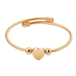 Gold Heart Wrap Around Bracelet - Elegant Design with Heart Detail, Perfect for Any Occasion