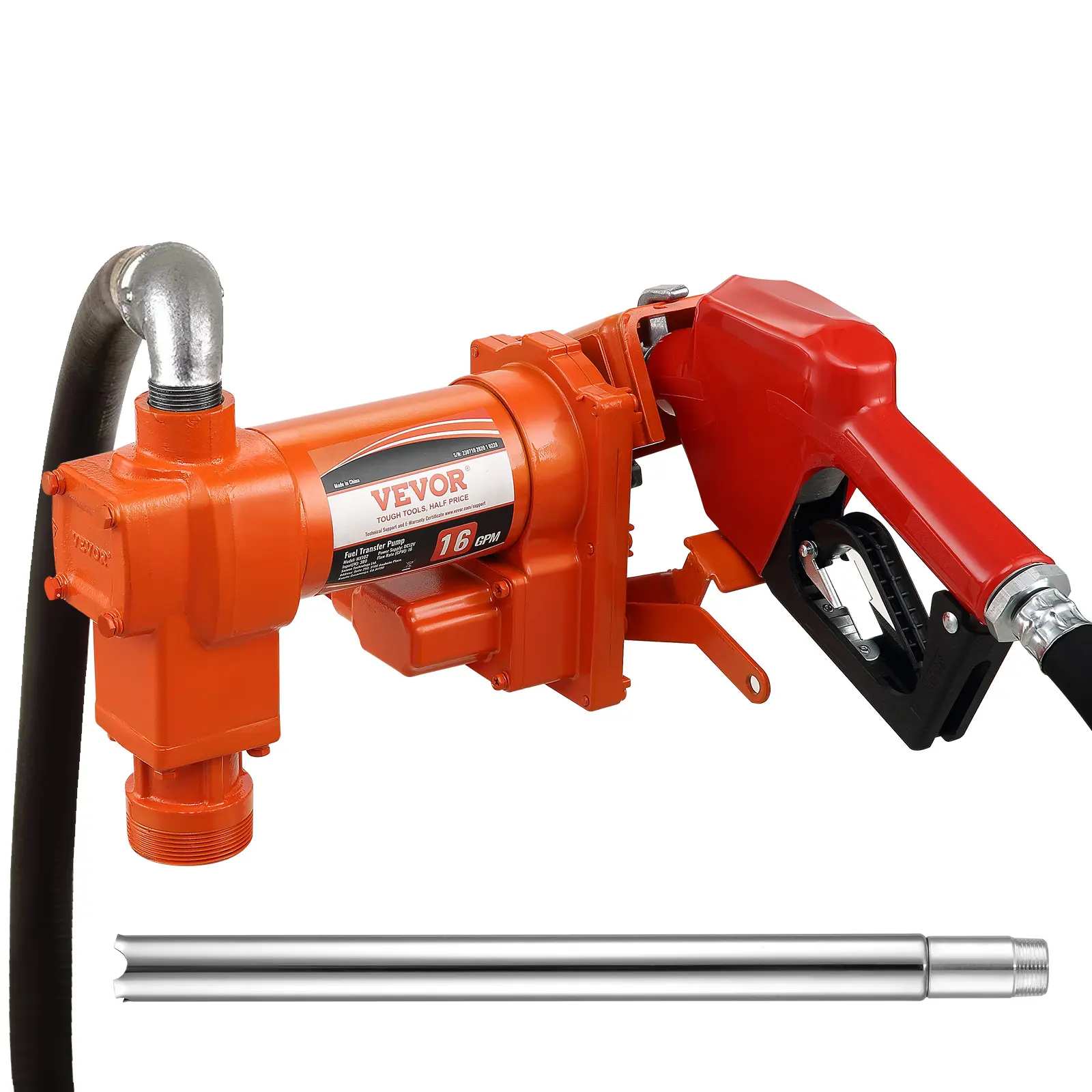 【Summerfinds】VEVOR Fuel Transfer Pump 12V DC 16 GPM 1/4 HPGasoline Extractor Pump with Automatic NozzleDischarge Hose & Suction Pipe for GasolineDieselKeroseneEthanol & Methanol Blendsand Biodiesel, Vehicle Accessories, Heavy Duty, Multi-Gas Pump Pump