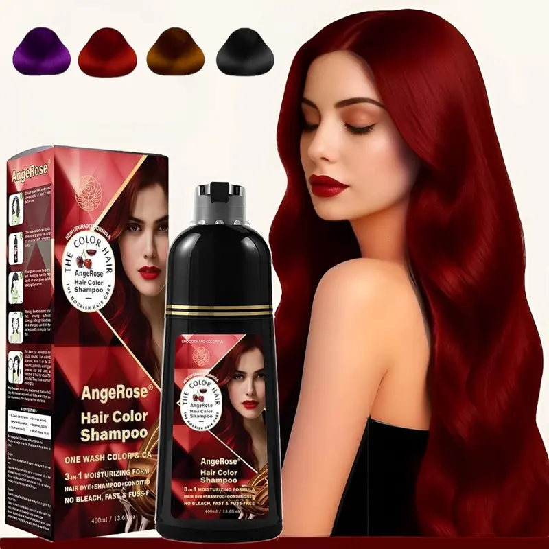 AngeRose Hair Color Shampoo, Hair Dye Shampoo New Packaging, 3 in 1 Function, Instant Grey Coverage, Trendy Color,  Perfect Gift for Women & Men, Gentle Hair Dye Salon Haircare Argan Oil Keratin Biotin Collagen Cleanser Bowl