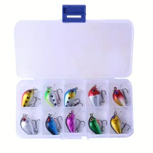 10pcs Mini Fishing Lures Fishing Hard Baits Crankbaits Panfish Lures Baits Topwater for Freshwater Saltwater Trout Bass Perch with Box Gear Gifts