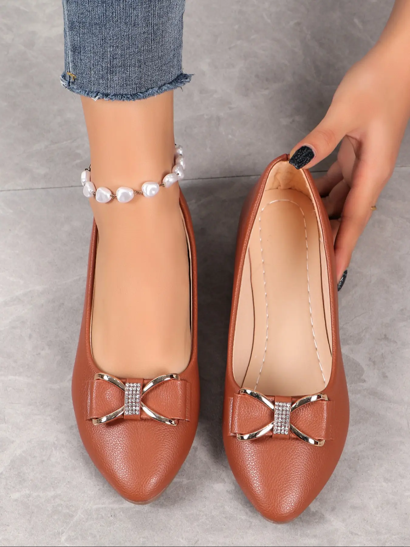 Women's Elegant Bowknot Design Ballet Flats, Casual Comfortable Slip on flats Flat Shoes for Daily Wear, Lightweight Breathable Shoes for All Seasons Footwear, Soft Soled Shoes
