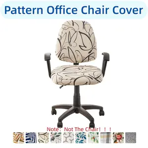 Durable Printed Computer Office Chair Cover (No Chair) Soft Elastic Desk Chair Cover Dustproof Rotating Chair Seat Slipcover 2 Pieces for Office Worker Modern Simplism Style