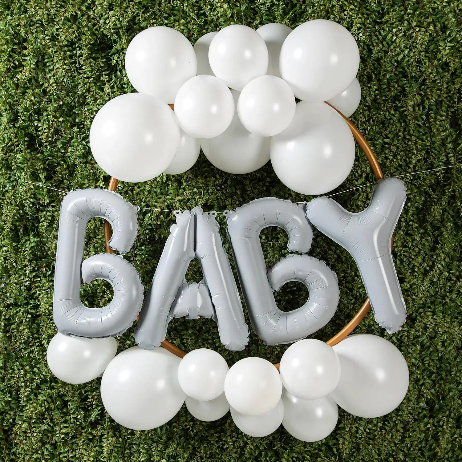 Baby Balloon Wreath Decoration Kit - 44 Pc Latex/Mylar Balloons, 27" Diam. 27in Wreath, Easy Assembly, Baby Shower Home-From-The-Hospital Door Décor, Photo Backdrop Party Supply