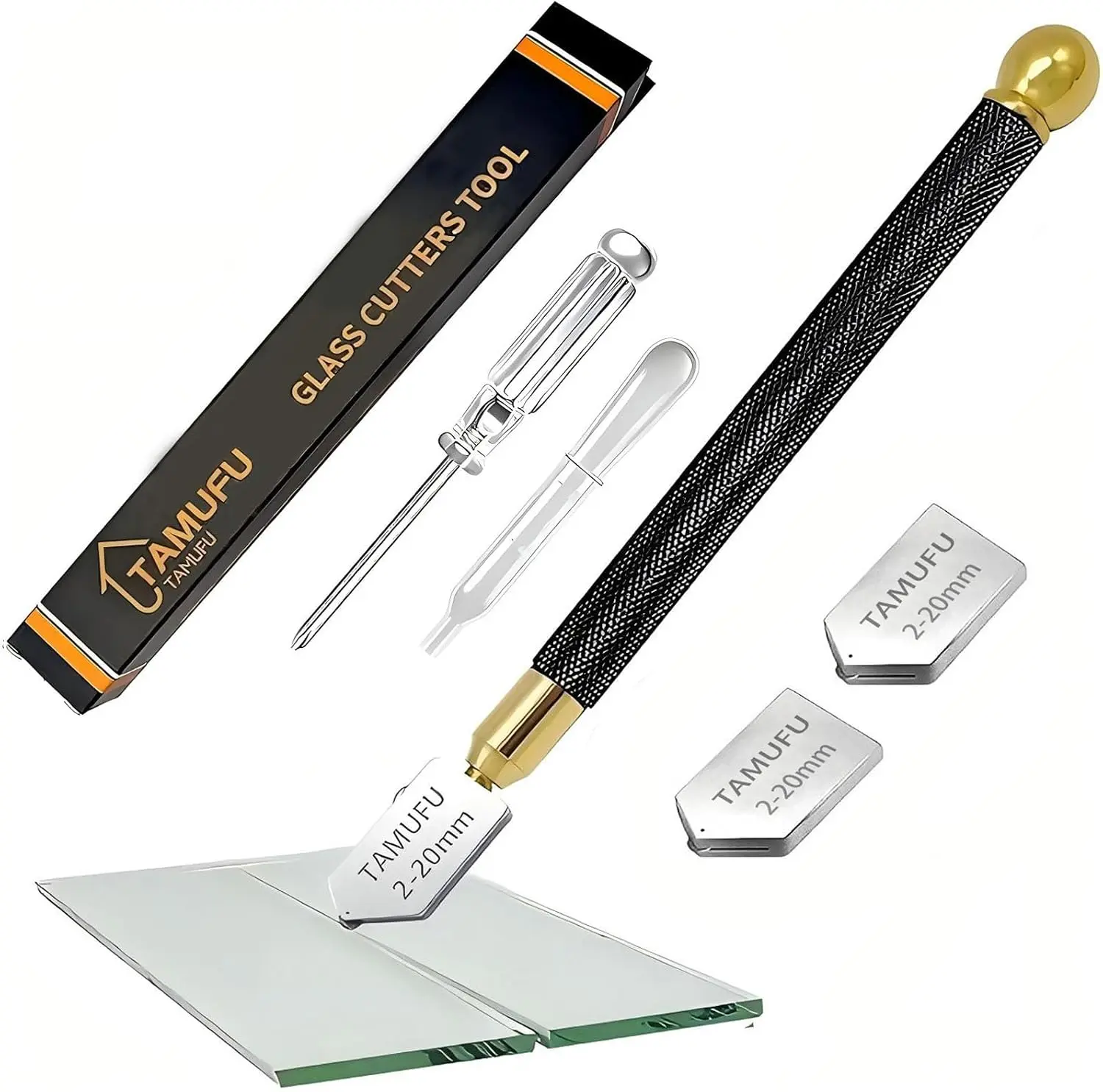Cutters 2-20mm for Thick Tiles Mirror Cutting- Cutting Tool with Oil Feed, with Ergonomic Handle and 3 Carbide Tips