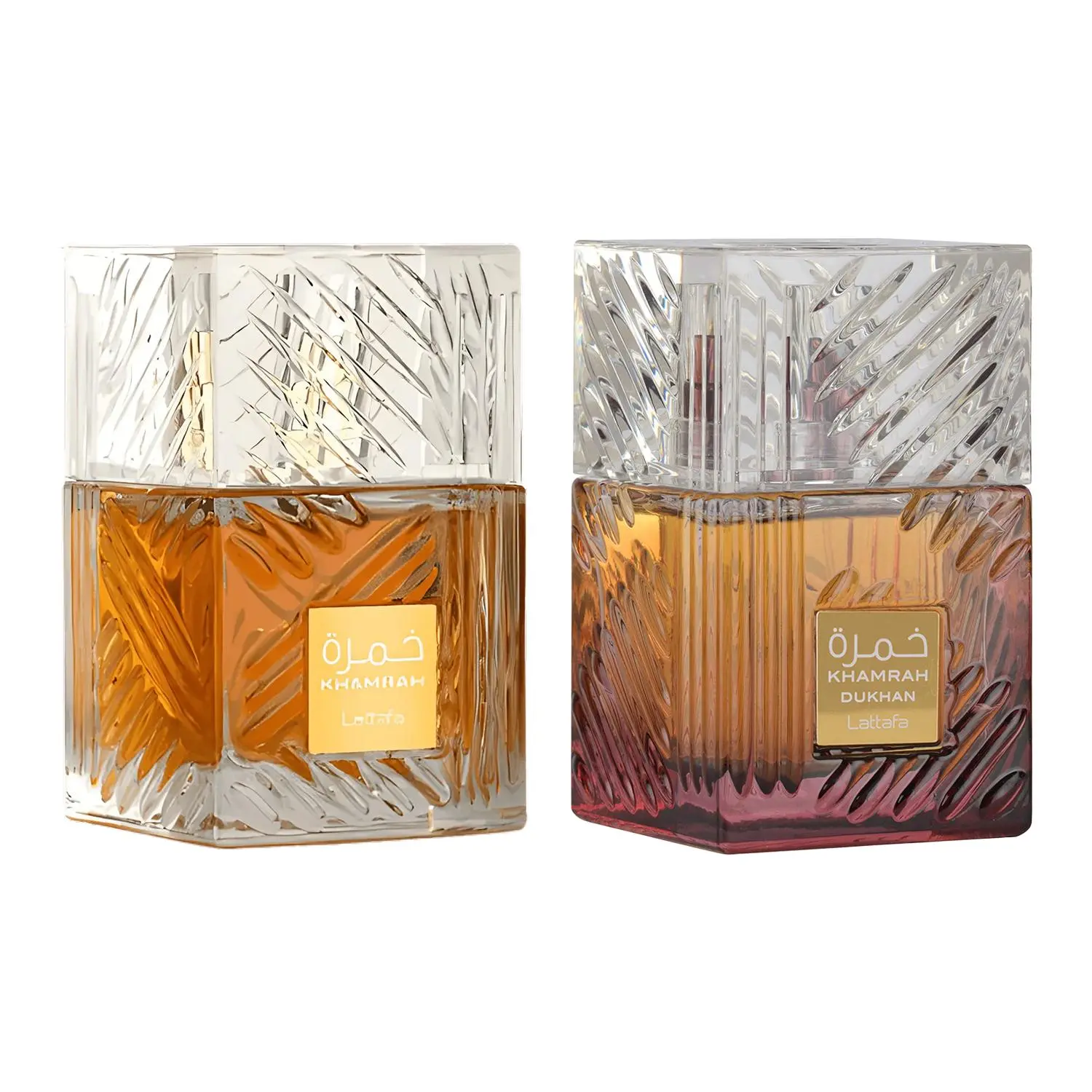 Lattafa Khamrah 2 Piece Bundle Set ( Khamrah Eau de Parfum Spray, 3.4 Ounce & Khamrah Dukhan Eau de Parfum Spray, 3.4 Ounce )