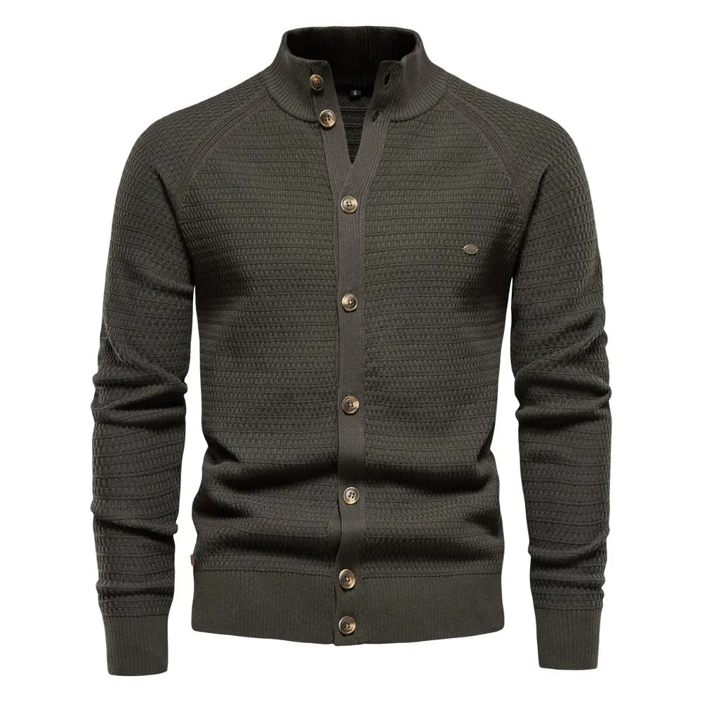 BIGWIG Men's Knitted Cardigan, Spring/Autumn Sweater Jacket, Fashion Designer Cardigan, Slim-fit Button-front, Stylish Solid Color Knitwear, Business Sweater Cardigan