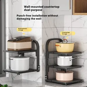 Kitchen Countertop Pot Rack Carbon Steel Adjustable Organiser