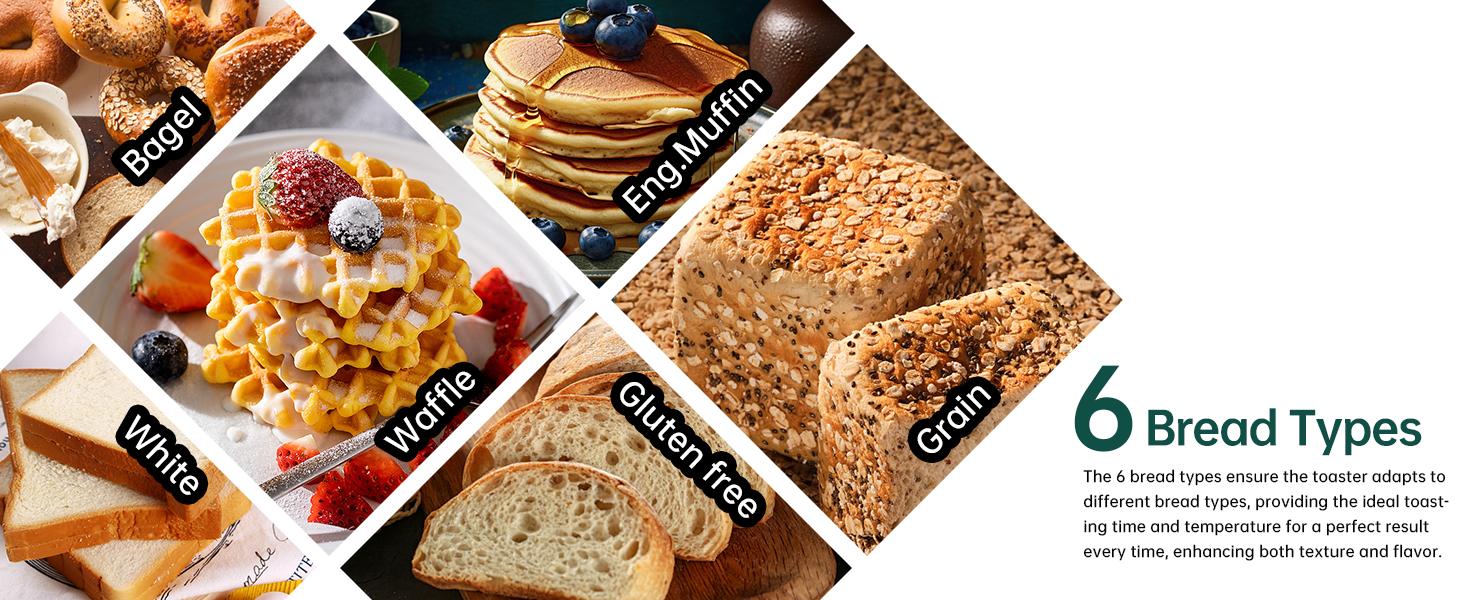 Toaster 2 Slice, Touch Control Stainless Toaster LCD Display, 50% Faster Heating Speed, 1.4'' Wide Slots, More Timer Functions, Removable Crumb Tray, 1350W, Dark Cherry