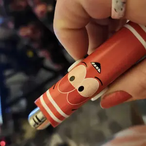 FLKR LYTR: " Blue Towlie"  Fidget Spinning lighter case White Body, works with BIC, High quality polypropylene body for durability