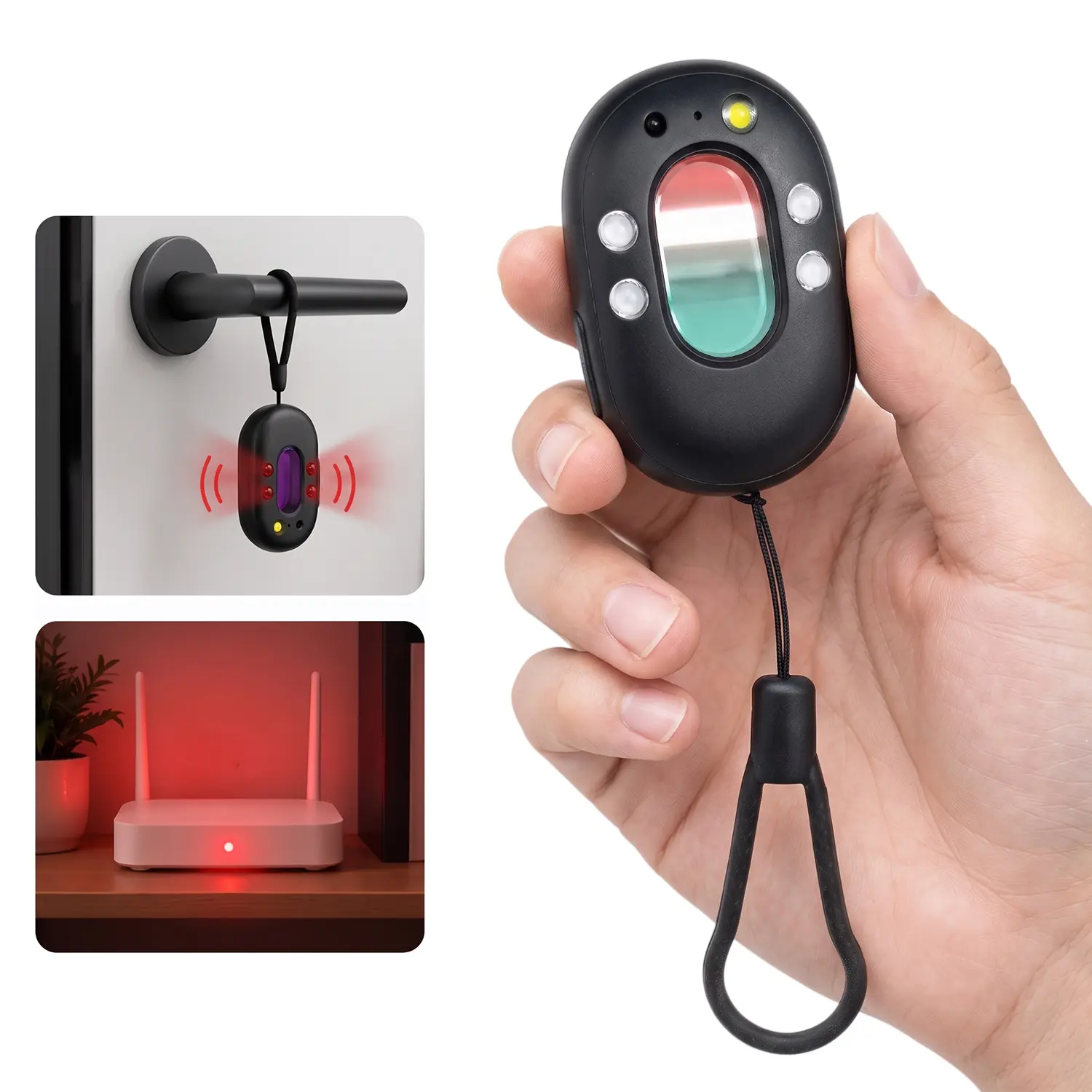 Hidden Camera Detector, Portable Mini Spy Camera Finder with 3 Detection Modes, Infrared Optical Lens Scanning, Vibration Sensor Alarm, LED Flashlight, Sound & Light Alerts, USB Rechargeable for Hotels, Travel & Apartments