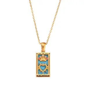 Retro Styles Tarot Card Necklace for Women Zodiacs Pendant Casual Wear