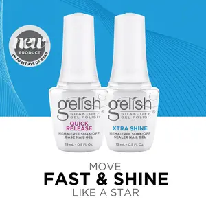 Gelish HEMA-Free Essentials - Quick Release Base Coat, Xtra Shine Top Coat, Nourish and pH Bond - Professional Nail Kit, Long-Lasting, Salon Quality Manicure at Home. Perfect for Natural Nails and Gel Lovers