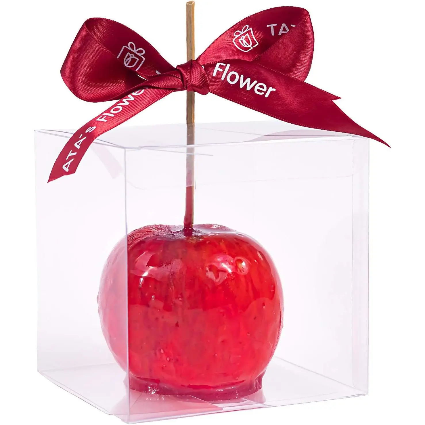 Clear Candy Apple Boxes with Hole 4"x 4" Transparent Favor Set of 20 Food-Grade Treat Box for Caramel Apples Cake Pops Cookies Chocolates (Clear  20)