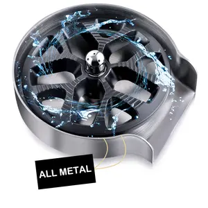 Bovepin Brushed Nickel Automatic Glass Rinser, Cup Washer for Sink with 360° Rotation, High-Pressure Spray Attachment for Wine Glass & Baby Bottle Cleaning Faucet Rinser, Soccer Design IPC Black/Orange Cushion