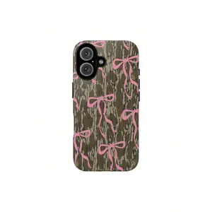 Camo Tough Case , Camo Ribbon Pink Bow Tough Cases With Real Hunting Camouflage For IPhone 17 16 PromaxSuitable For IPhone 17 Air
