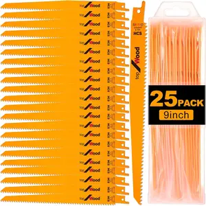 25 Pack 6tpi Reciprocating   Bulk Taper- Bi-Metal   for Metal Woodcutting General Purpose   Pipe (9 Inch)