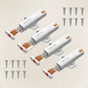 4 Pack Non-Ic Push Latches, Self-Locking & Automatic Rebound, Hidden Latches for Cabinets, Wardrobes & Kitchen Cupboards, Secure Latch Closure