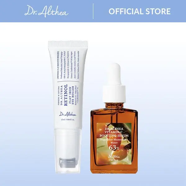 [Dr.Althea Official] Glow Reset Duo - Retinol Eye Roller & Vitamin C Boosting Serum, Brightening & Firming Care, Wrinkle Smoothing, Radiance Boost, For All Skin Types, Vegan, Korean Skincare