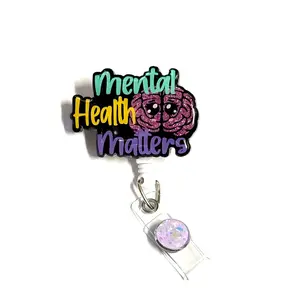 Mental Health Matters Badge Reel, Retractable Swivel Alligator Clip, 2”