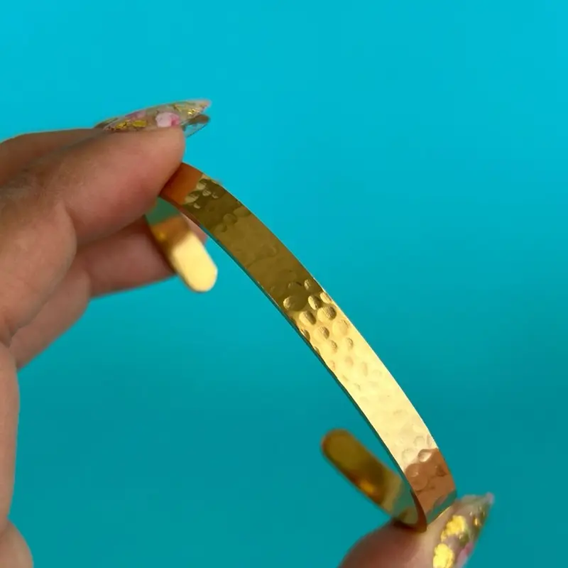 Hammered Cuff Bracelet 18Kg PVD Plated