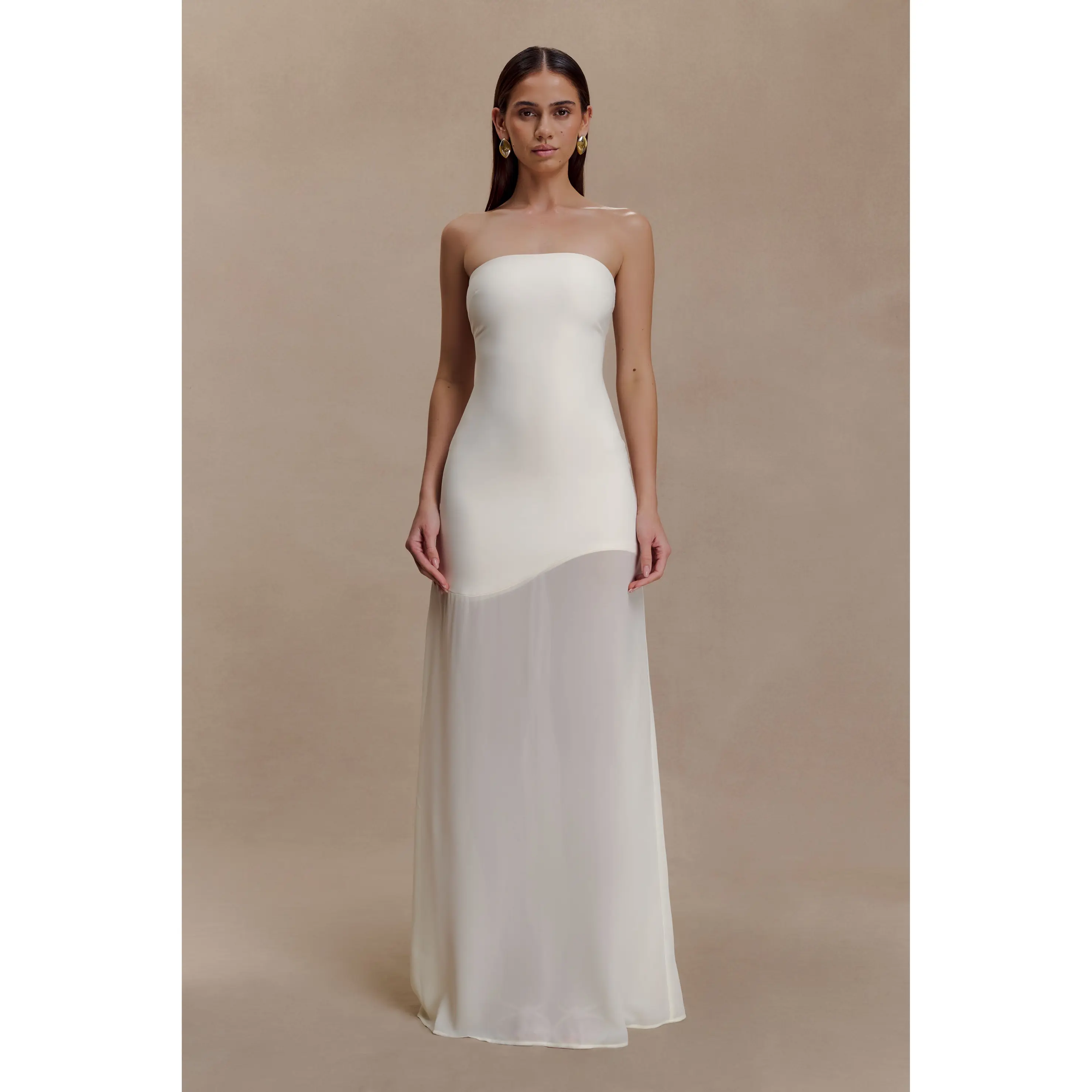 Mason Crepe And Chiffon Maxi Dress - Ivory