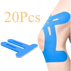 20 Pcs Kinesiology Tape for Knees, Knee Support and Stability, Relief Athletic Tape Waterproof and Elastic, Blue Tape Sport