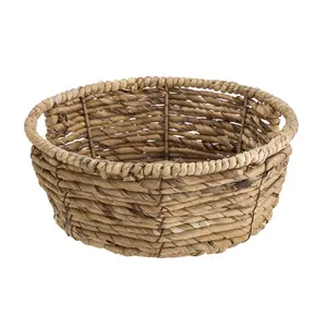 Water Hyacinth Woven Decorative Storage Basket - 10"D x 4"H - Home Organizer - Organiser morning baskets boo basket