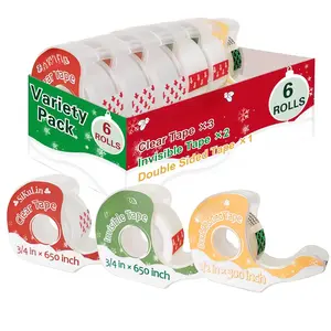 Tape, Wrapping Tape, 6 Rolls with Dispensers, Includes Invisible, Double-Sided and Clear Tape for Wrapping Paper,  to School, , Office, Christmas, Holiday