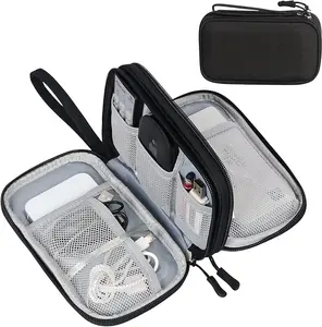 Travel Cable Organizer Pouch Electronic Accessories Multi-Layer Carry Case Portable Waterproof Double Layers All-in-One Storage Bag for Cord, Charger, Phone, Earphone, Photography Accessories, Mobile Phone Accessories