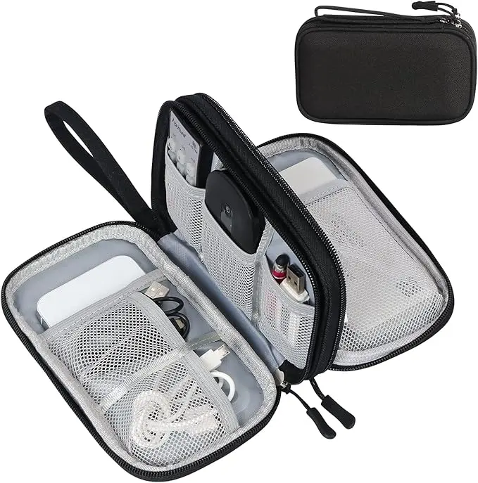 Travel Cable Organizer Pouch Electronic Accessories Multi-Layer Carry Case Portable Waterproof Double Layers All-in-One Storage Bag for Cord, Charger, Phone, Earphone, Photography Accessories, Mobile Phone Accessories,back to school,back to school haul