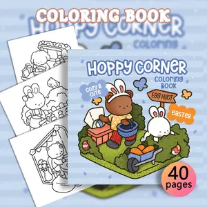 1PC Spring Bunny Easter Egg Coloring Book, Drawing, thickened paper hand-drawn coloring album, fresh and soothing Easter-themed line art, stress-relief and relaxing parent-child interactive doodle book, coloring book for friends' gatherings