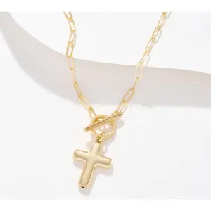 UltraFine 950 Silver Charm Toggle 18K Plat Paperclip Necklace, 10g