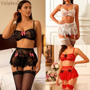 Sexy See Through Mesh Lace Lingerie Set, Women'S Delicate Floral Patchwork Bra & Panty Underwear, Comfortable Stretchy Intimate Set Perfect For Date Night, Honeymoon & Self-Love