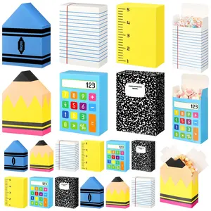 24/36 Pcs Back to School Gift Box Candy Boxes Treat Boxes kraft Paper Gift Box with Pencil Crayon Pattern Appreciation Gift for Teacher Students Friends,First Day of School Classroom Teacher's Day Birthday Party Gift,Class Gift Exchange