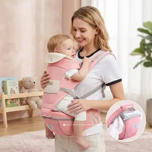 Ergonomic Baby Carrier with Hip Seat, Adjustable Front-Facing Kangaroo Style, Supports Spine, Hands-Free Travel, Newborn to Toddler