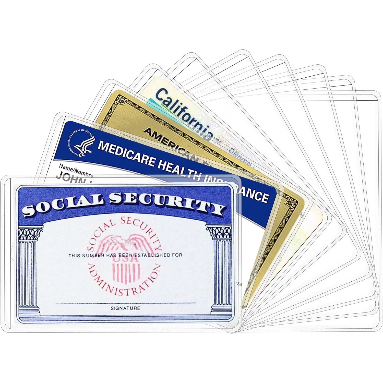Card Holder Protector Sleeves,  Card Protector, 12 Mil Clear PVC Water Resistant Plastic Sleeves for  //Business/ID/Credit Cards(6 Pack)